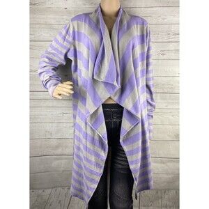 Survival Cardigan Sweater Lavender Purple Gray Striped